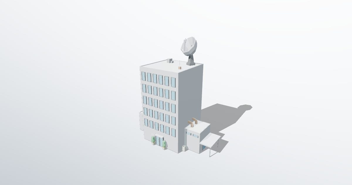 Office building with antenna