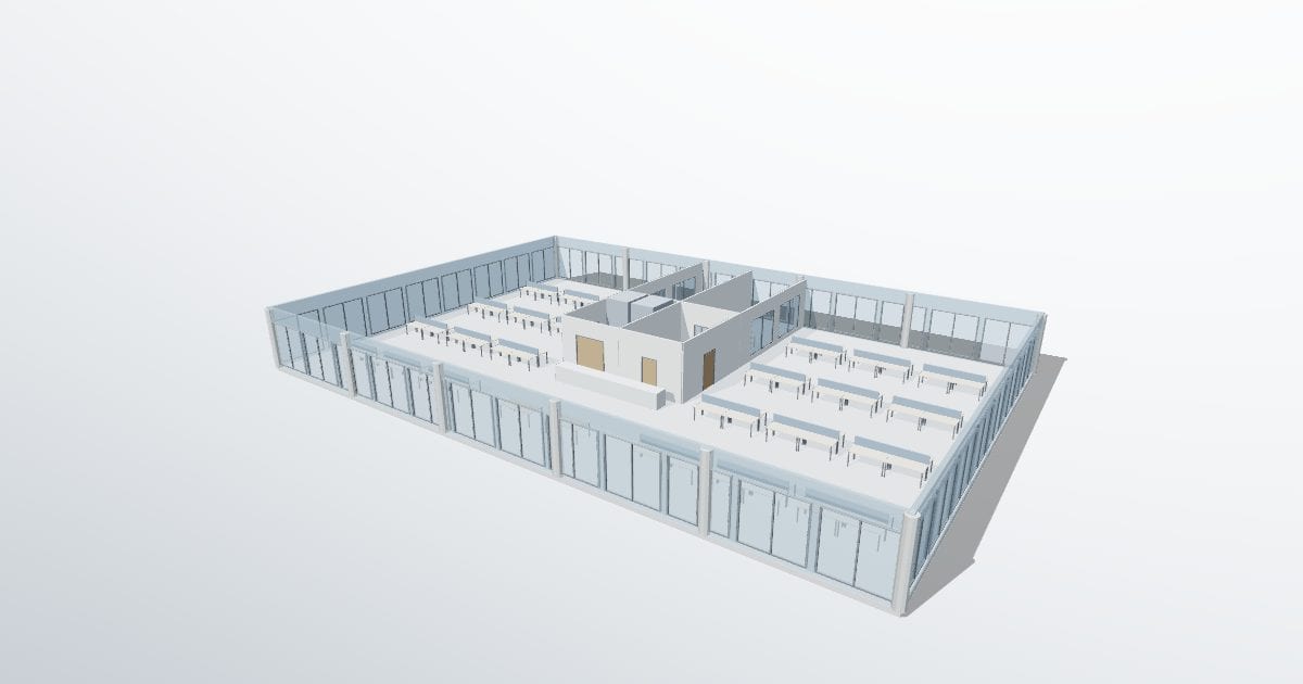 Office floor, open plan fit-out (ifcXML)