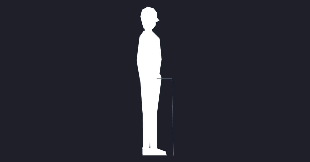 Older adult with cane section - Person CAD Block