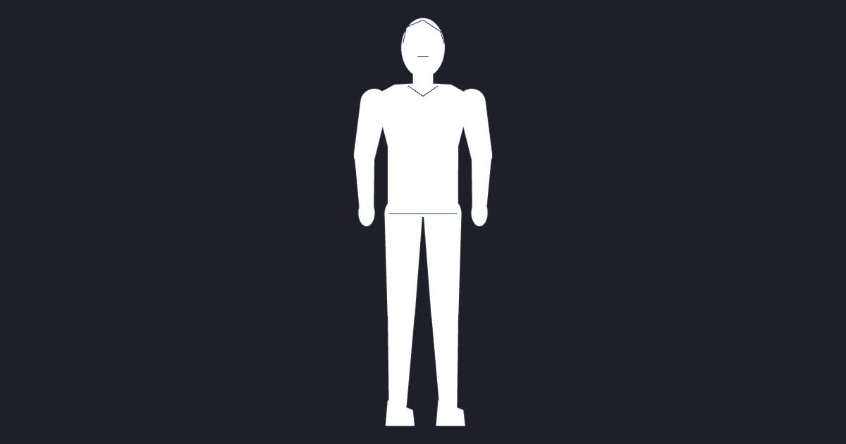 Older man standing elevation - Person CAD Block
