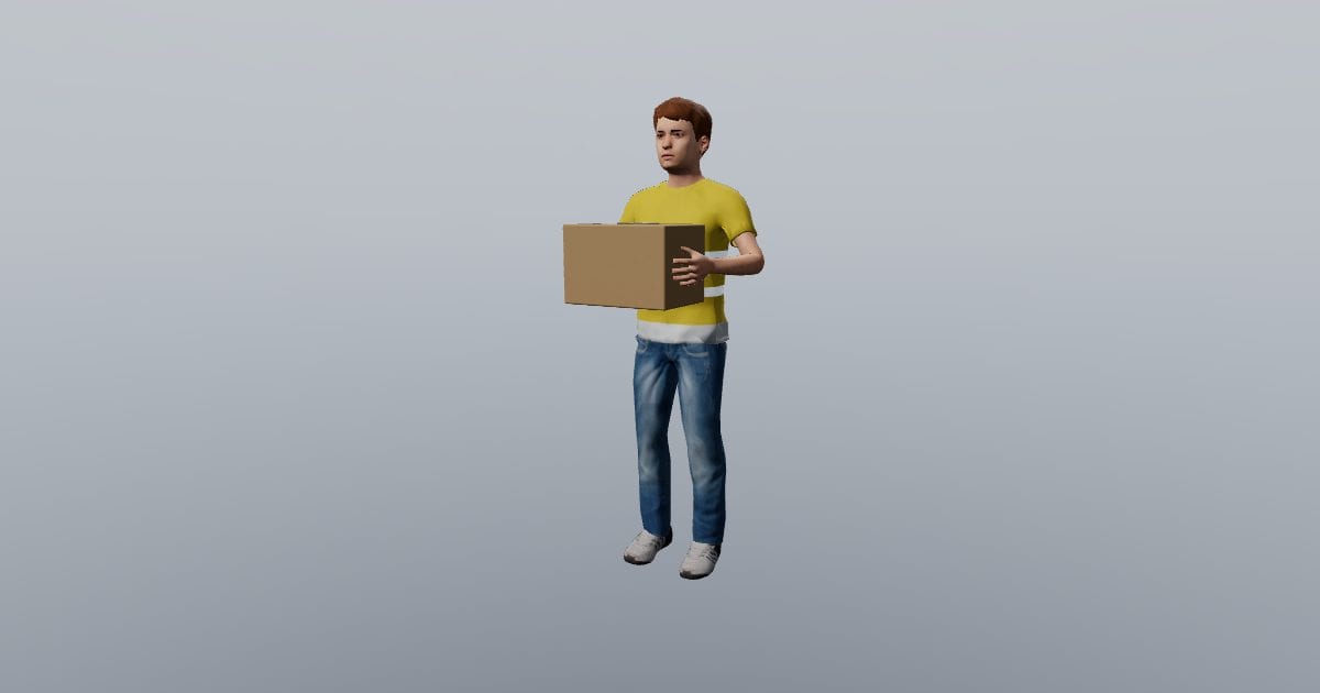 Owen - 3D Person, Delivery courier with parcel