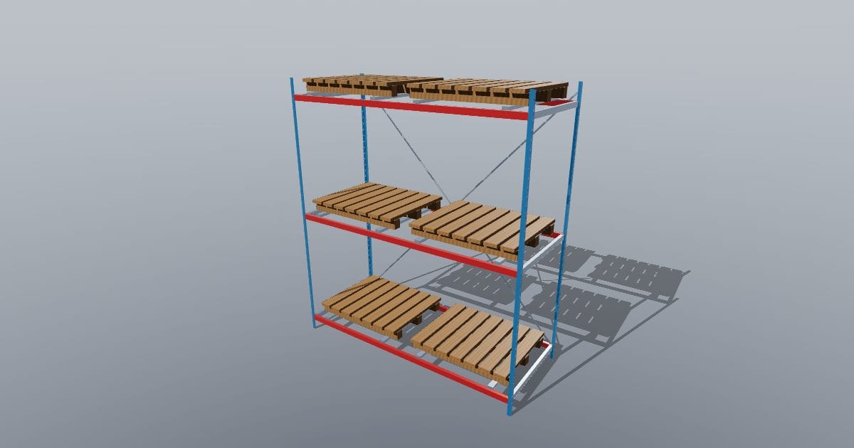 Pallet racking bay with pallets