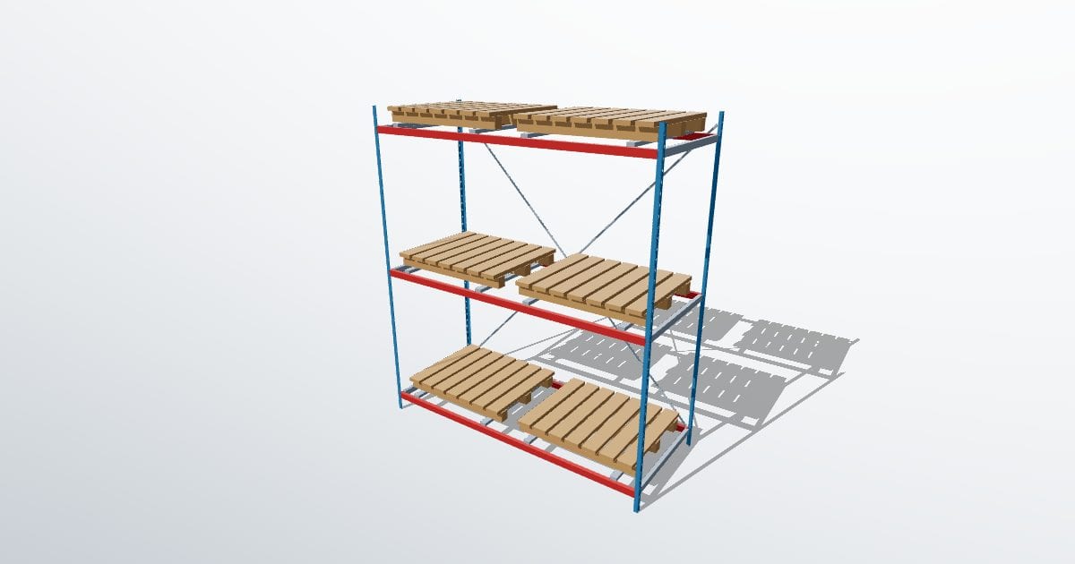 Pallet racking bay with pallets