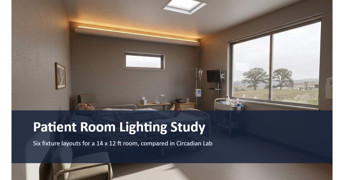 Patient room lighting study (pictures, chart, table)