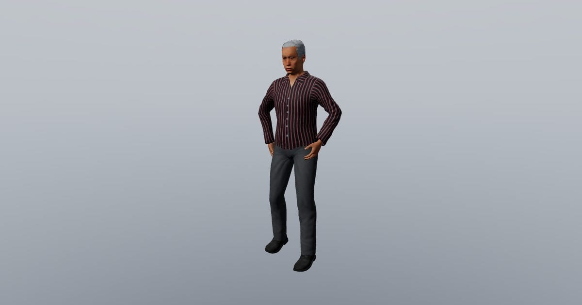 Paused with relaxed shoulders - 3D Person, Resting