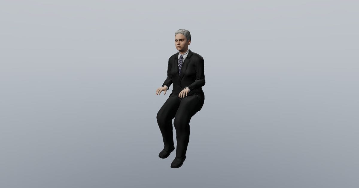 Perched on a seat edge - 3D Person, Seated