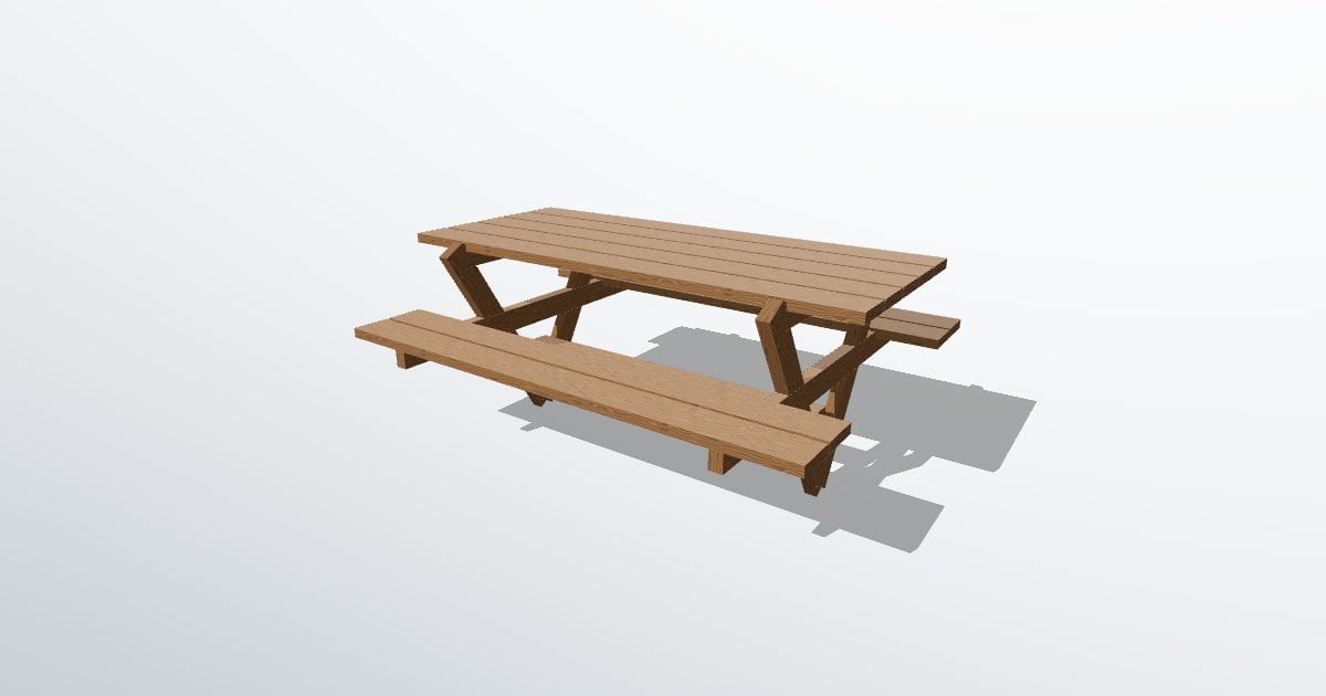 Picnic table OBJ + MTL + texture (zip)