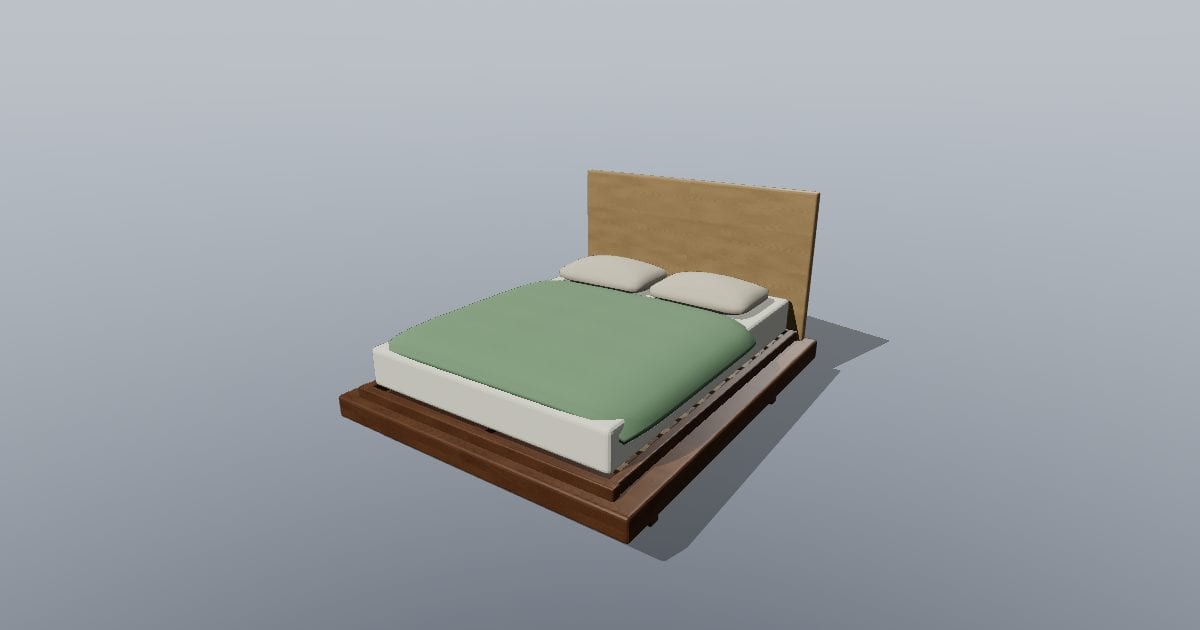 Platform bed with bedding - Original Interior Furnishing