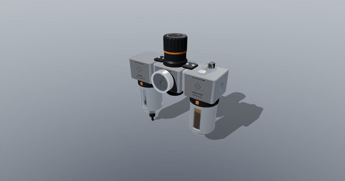 Pneumatic FRL unit (filter, regulator, lubricator) G3/8 with gauge