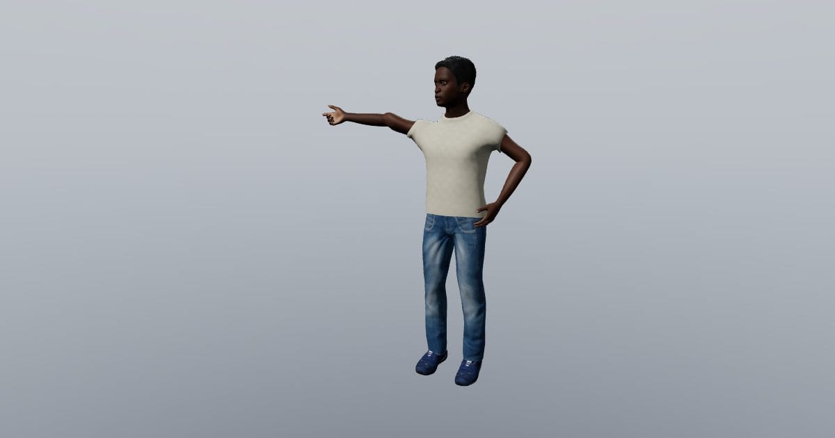 Pointing to the left - 3D Person, Gestures