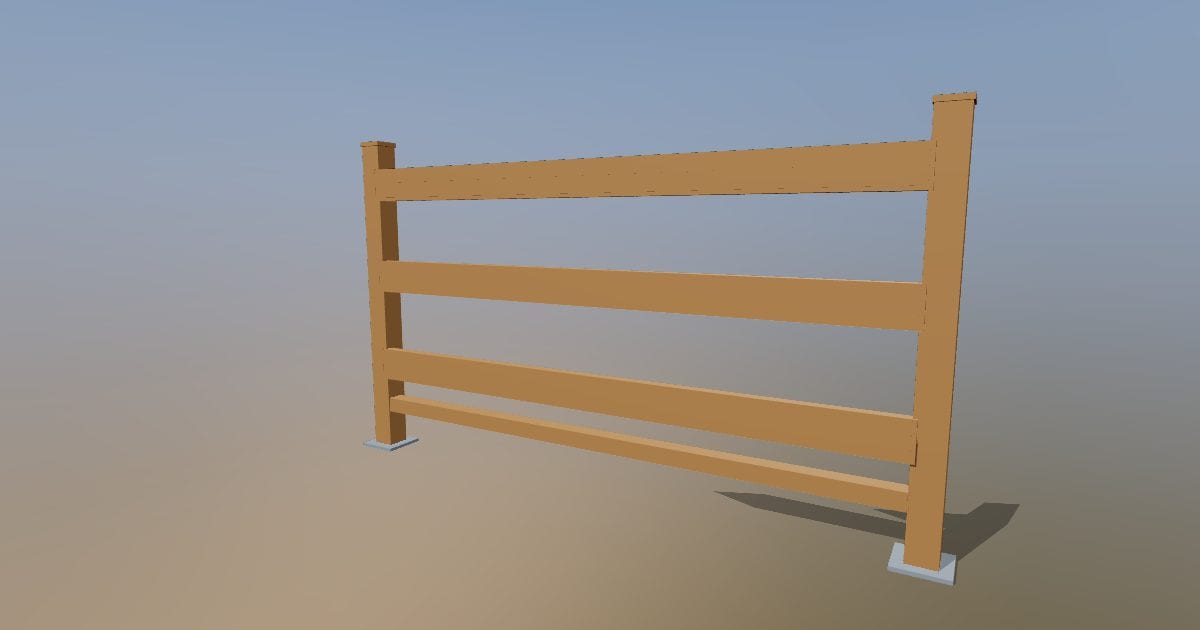 Post and rail fence - Original exterior CAD