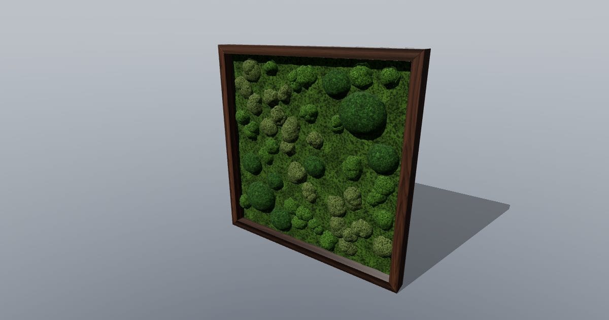 Preserved moss green wall panel 1 x 1 m (framed)
