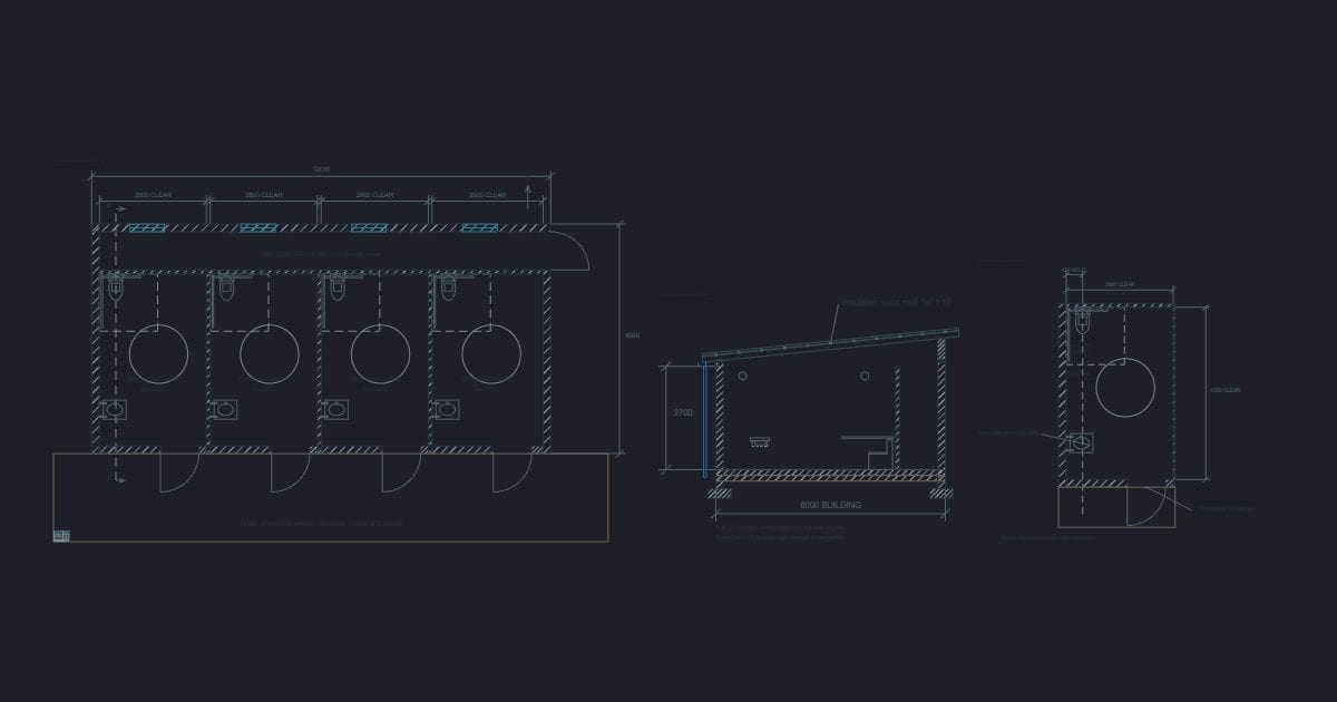 Public toilet block plan and section
