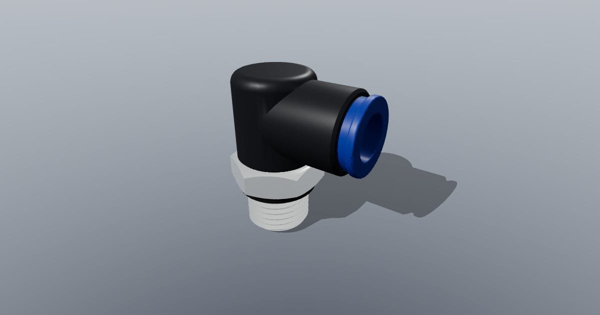 Push-in male elbow fitting, 8 mm tube x G1/4