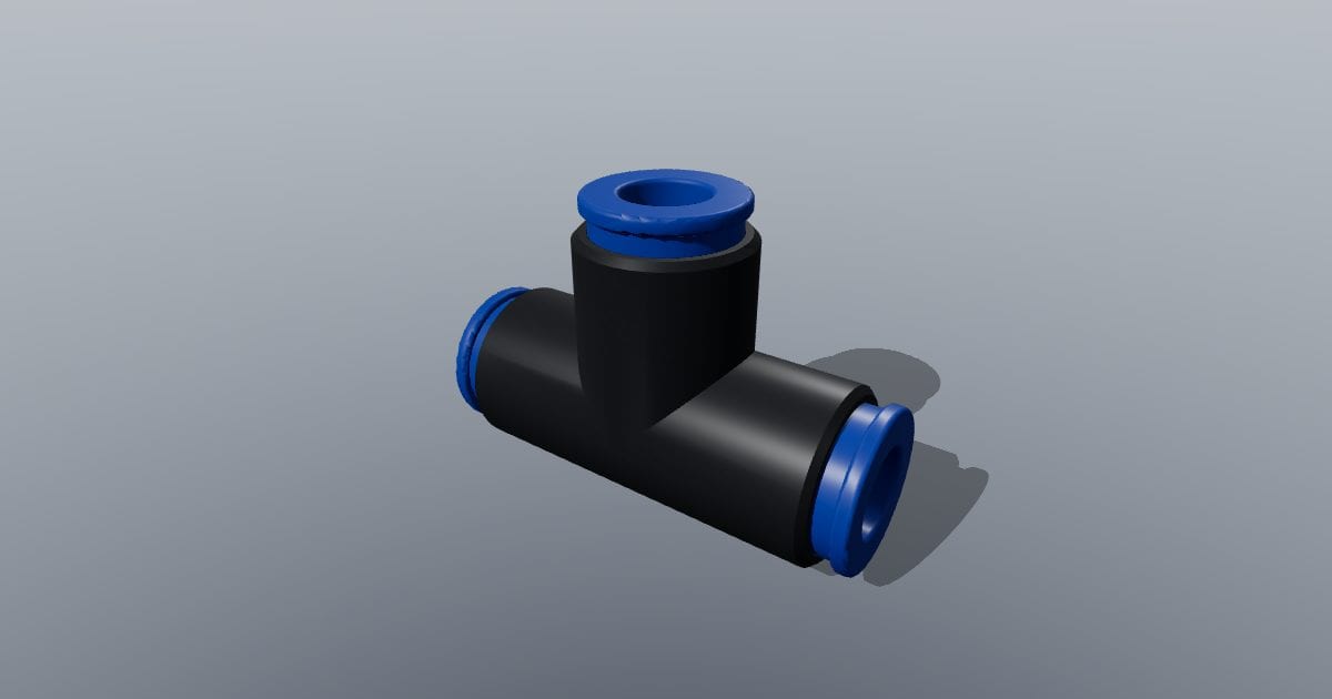 Push-in union tee fitting, 6 mm tube