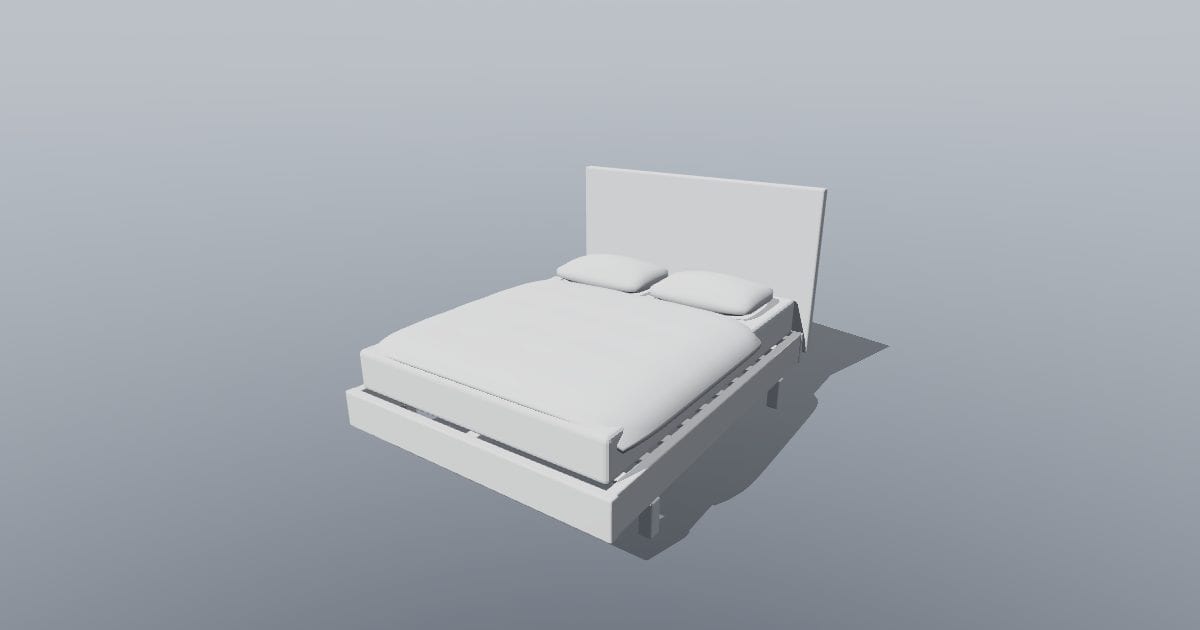 Queen bed with bedding - Original Interior Furnishing (Collada DAE)
