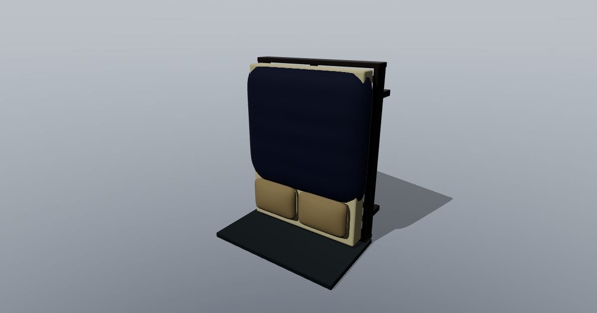 Queen bed with bedding - Original Interior Furnishing (FBX)