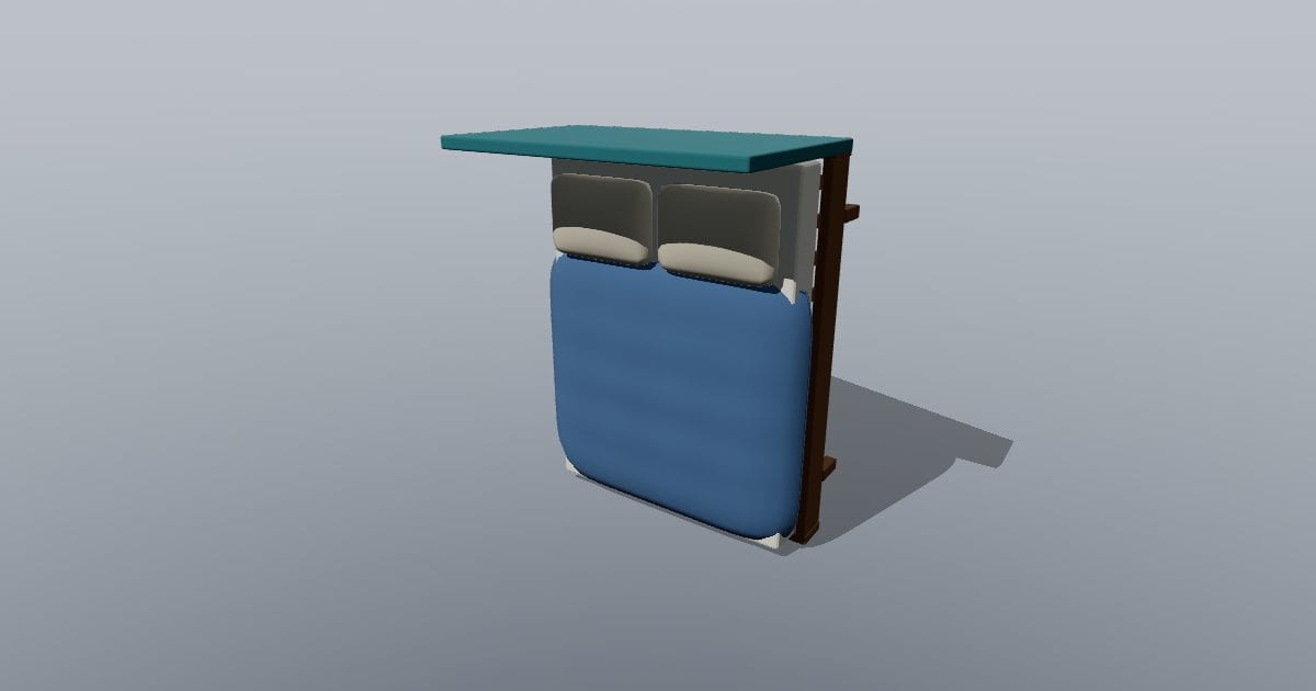 Queen bed with bedding - Original Interior Furnishing (PLY)