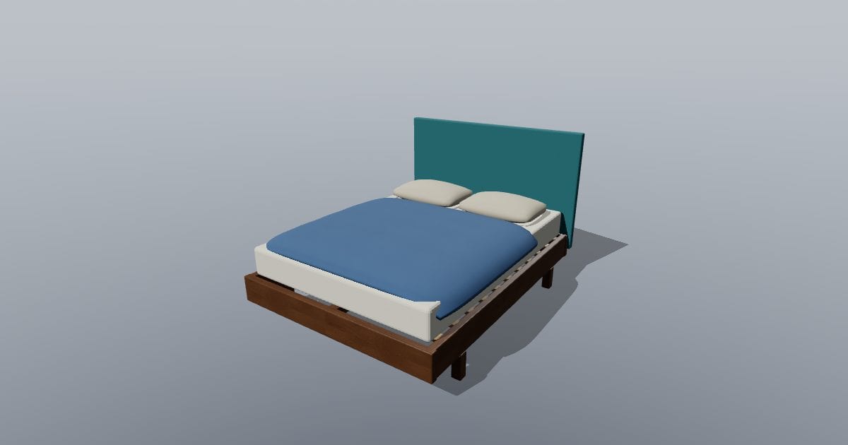 Queen bed with bedding - Original Interior Furnishing (USDZ)