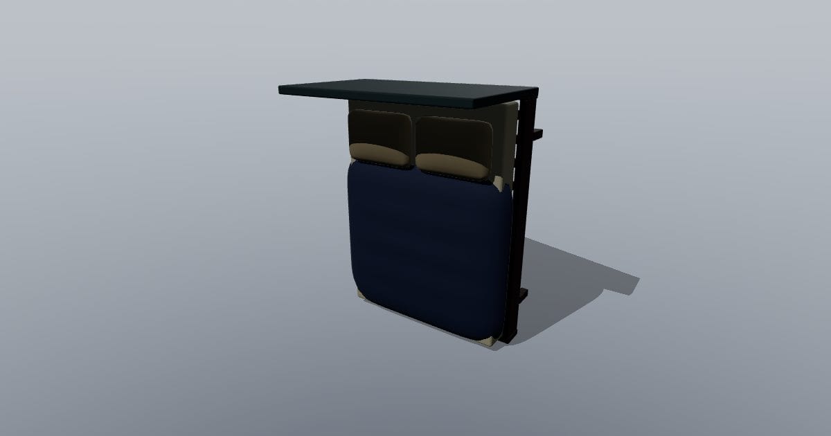 Queen bed with bedding - Original Interior Furnishing (VRML)