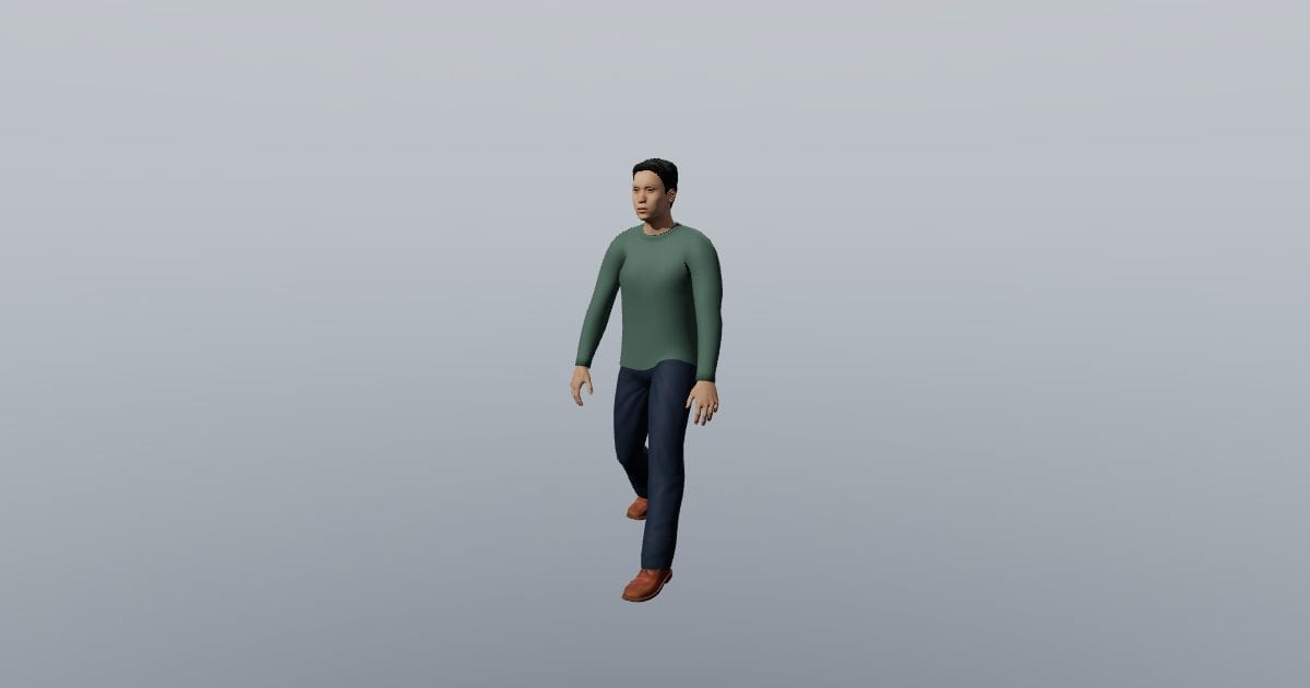 Relaxed walk - Sam 3D Person, Animated