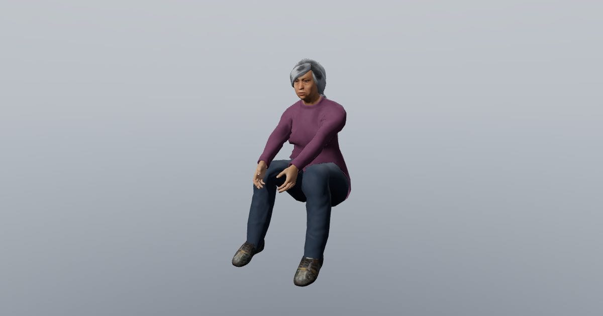 Resting on a low seat - 3D Person, Resting