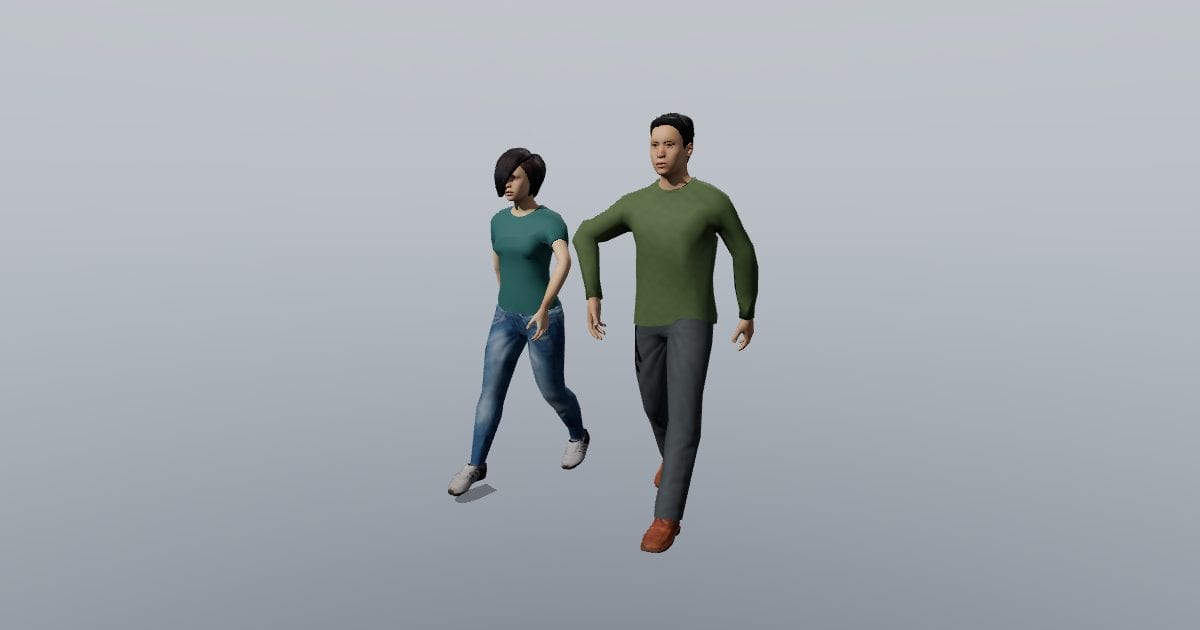 Riley and Sam - 3D Person, Couple walking