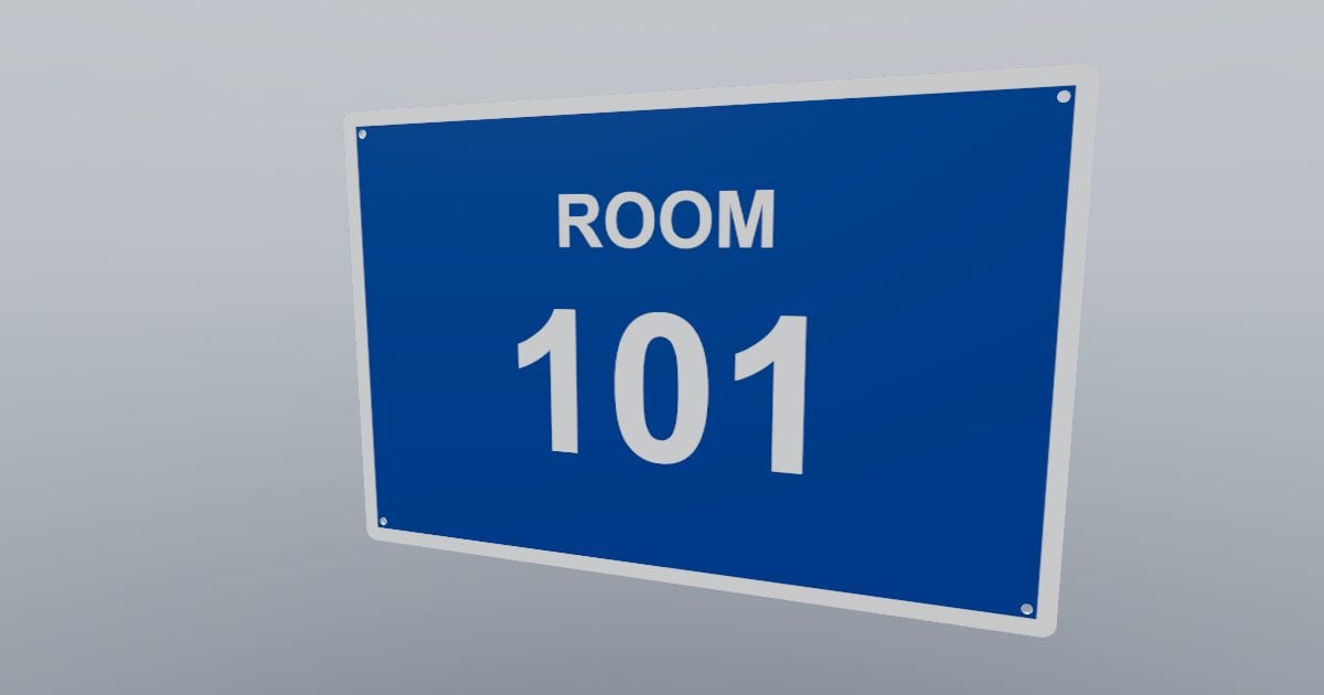 Room 101 wayfinding sign