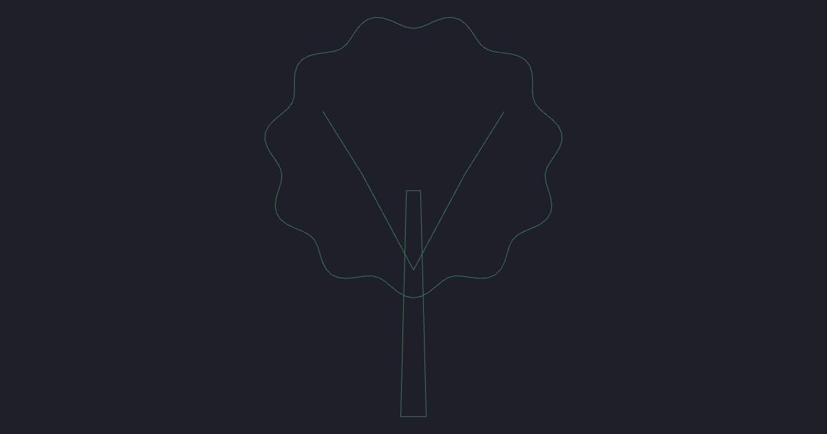 Round deciduous small elevation - CAD Block