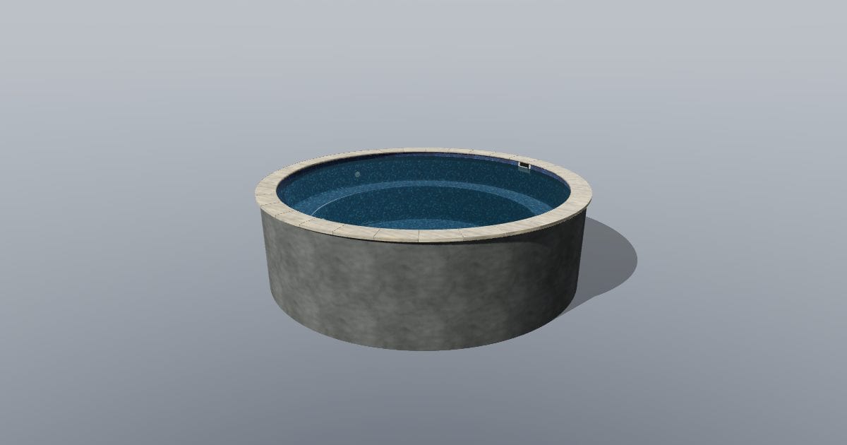 Round swimming pool with built-in seating ledge