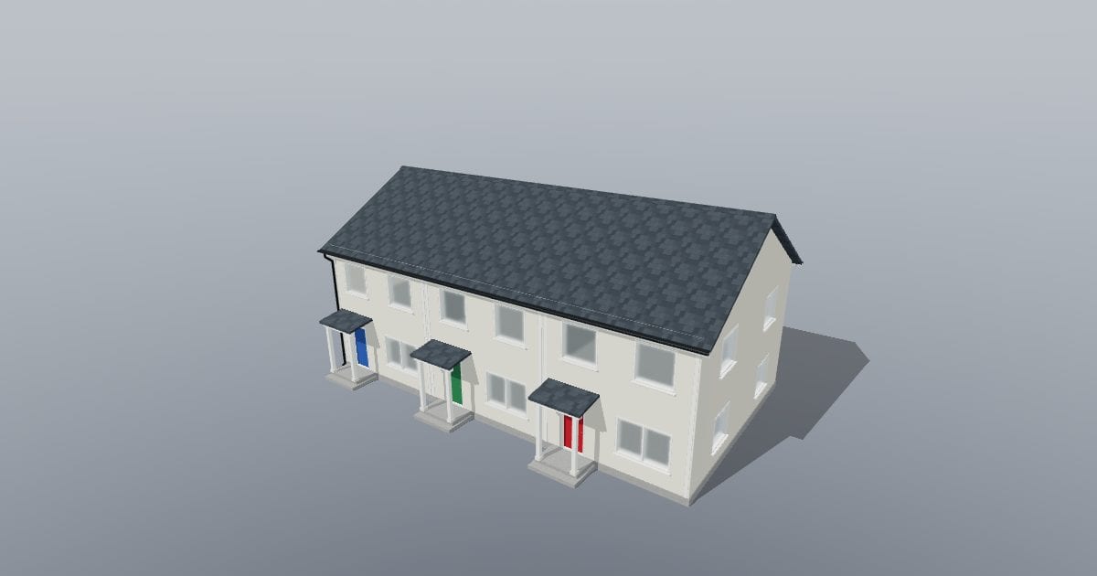 Row of three townhouses