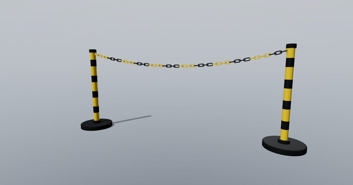 Safety chain between weighted posts