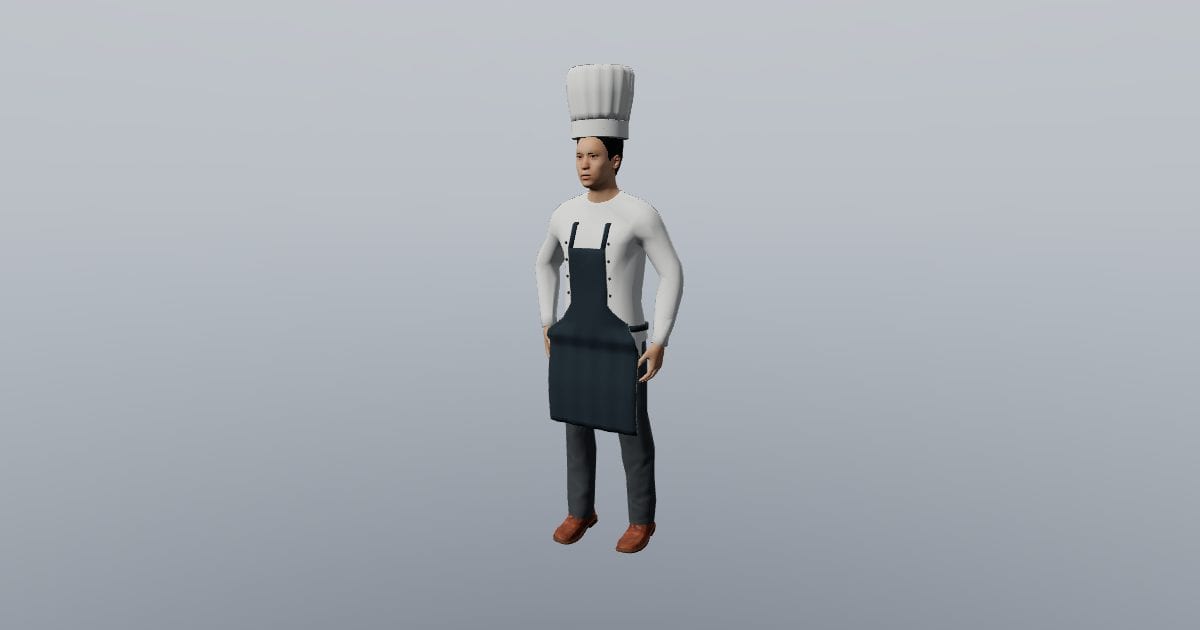 Sam - 3D Person, Chef with original toque and apron