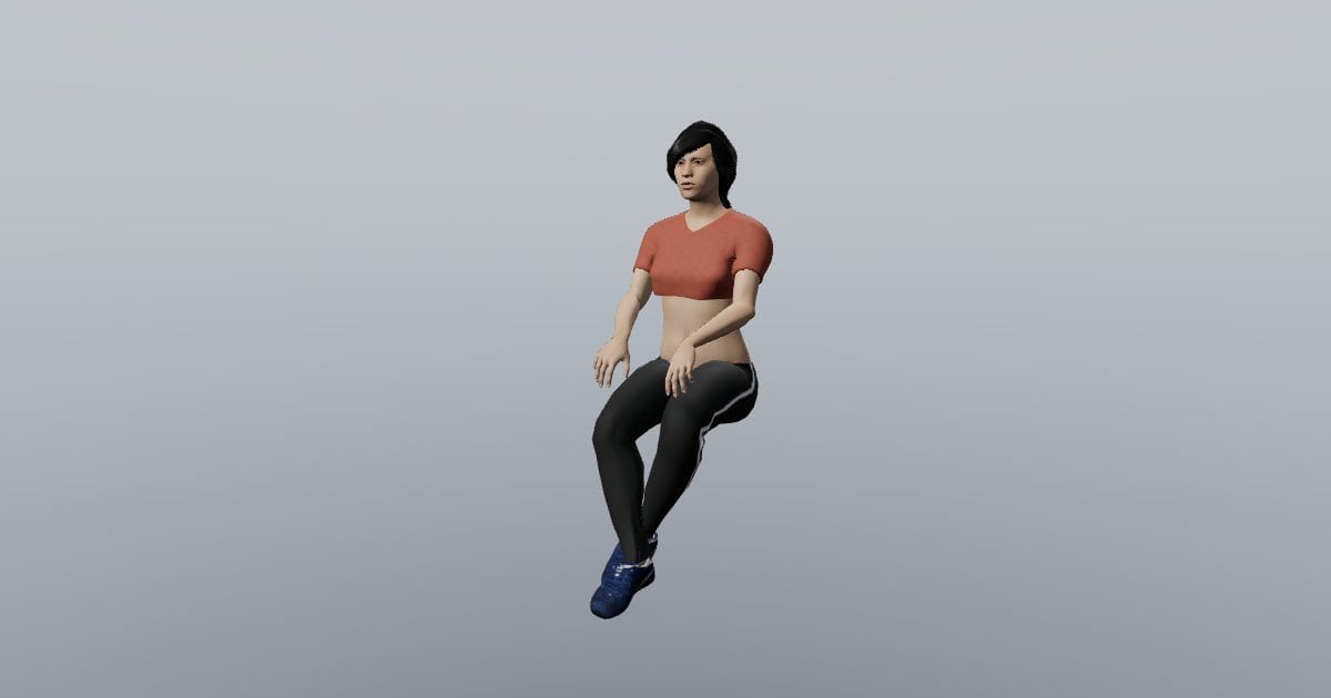 Seated ankles crossed - 3D Person, Seated
