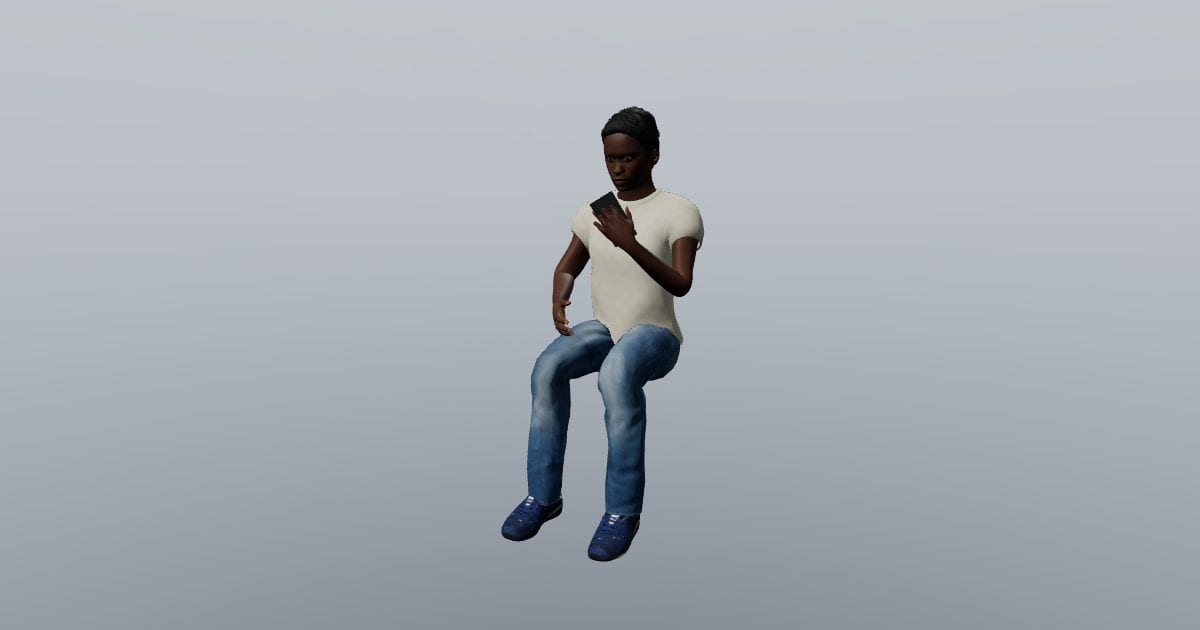 Seated checking phone - 3D Person, Seated