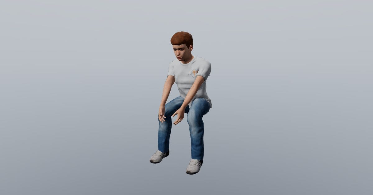 Seated leaning forward - 3D Person, Seated