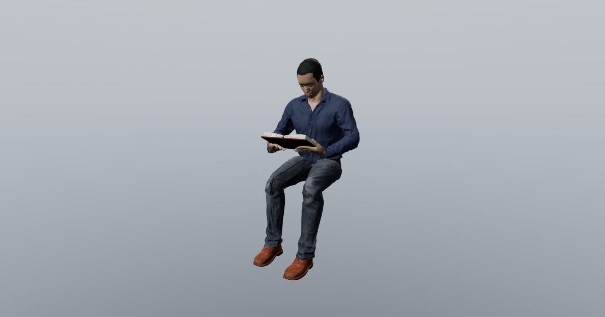 Seated reading - 3D Person, Seated
