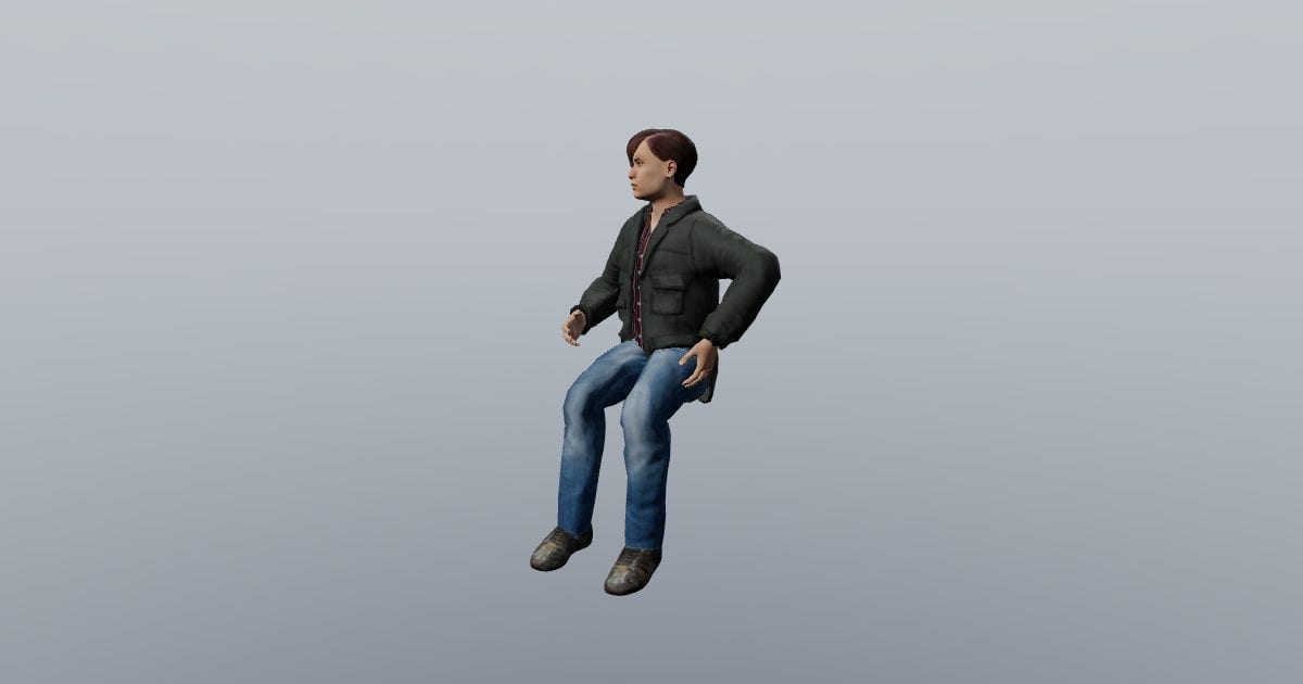 Seated turning aside - 3D Person, Seated