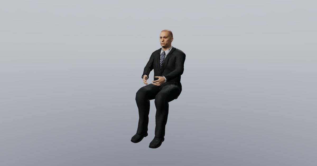 Seated upright - 3D Person, Seated