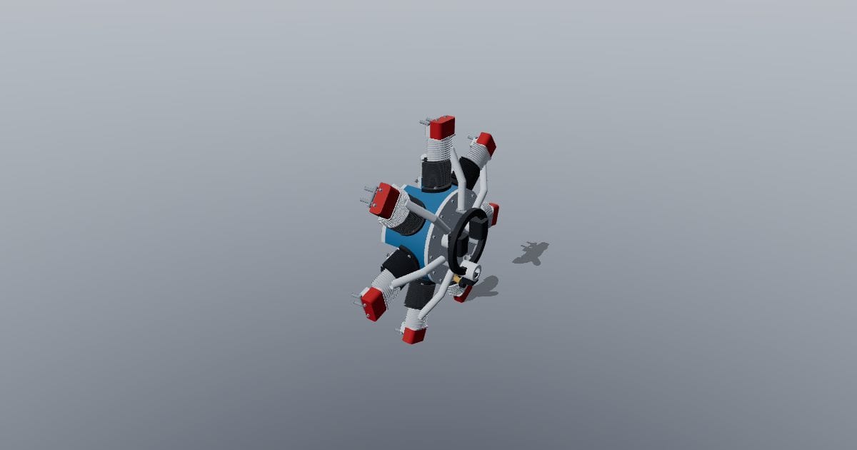 Seven-cylinder radial aero engine, cutaway