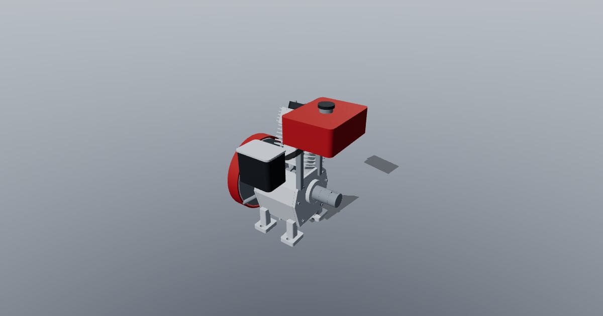 Single-cylinder four-stroke generator engine: Free STEP 3D model (CC0 ...