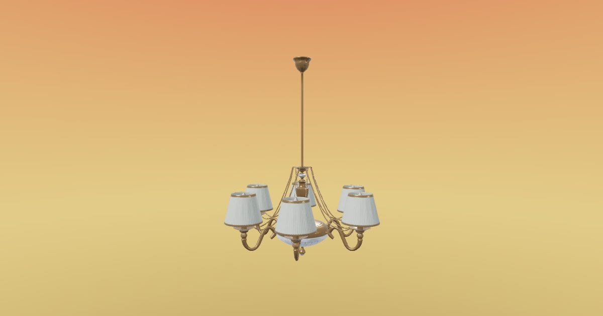 Six-arm brass chandelier