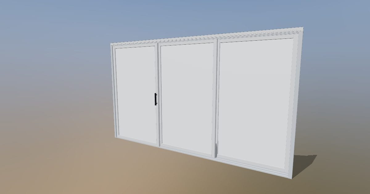 Sliding patio door three panel - Original exterior CAD