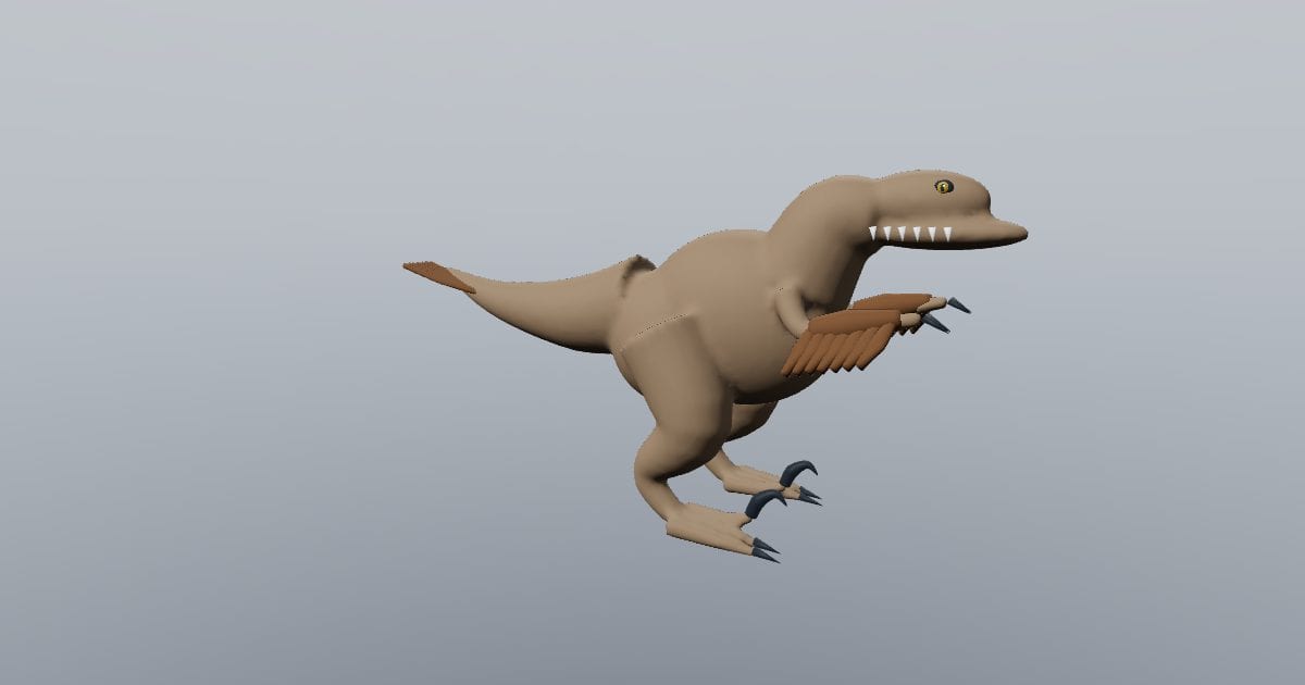 Small feathered raptor dinosaur