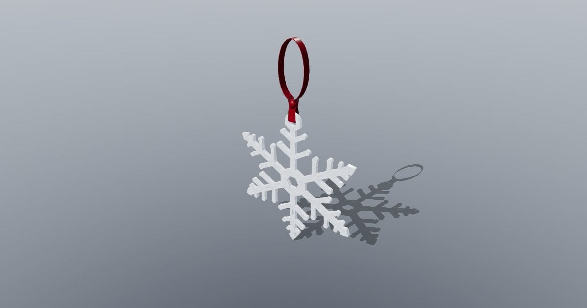 Snowflake ornament (glitter acrylic, ribbon loop)