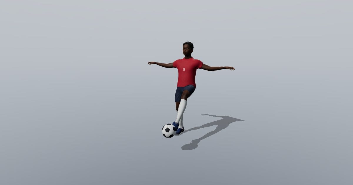 Soccer player, kicking - 3D Person, Team sports