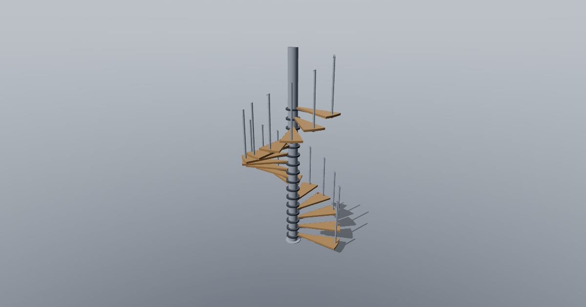 Spiral stair with rail