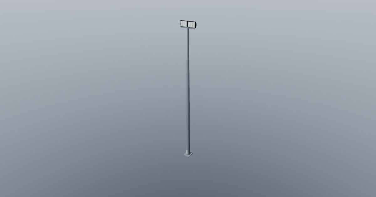 Sports floodlight on 12 m mast - Original lighting CAD