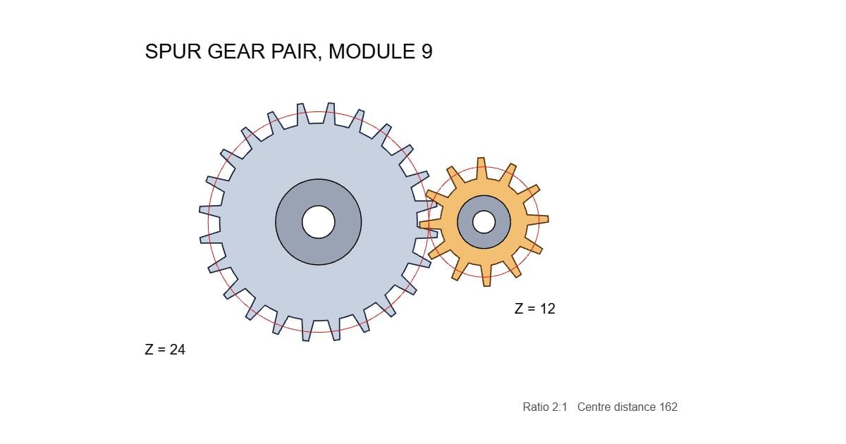 Spur gear pair (Illustrator 8)