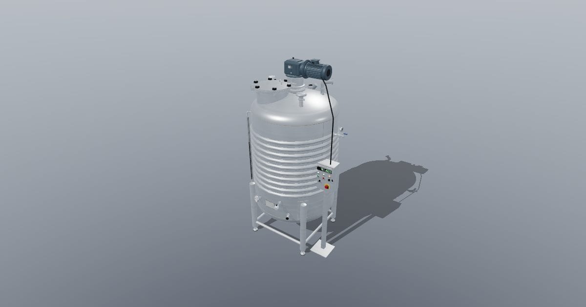Stainless mixing tank with top agitator 2000 L